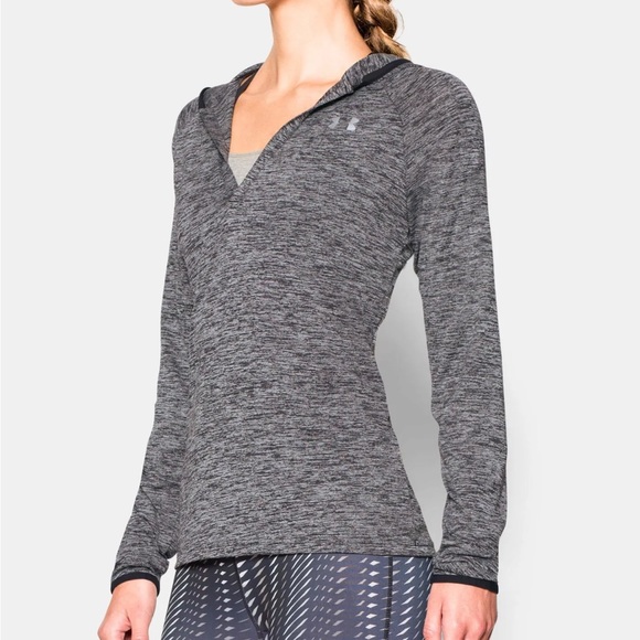 Under Armour HeatGear Women's Tech Twist V-neck Hoodie Henley - size M - Picture 2 of 8